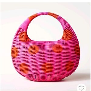 ❌Sold❌ Kate Spade New York x Target Polka Dot Wicker Crescent Bag Pink/Red NWT